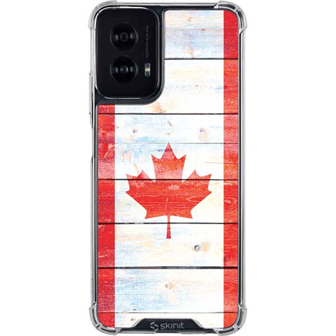 Canada Flag Light Wood Moto G Power 5G (2024) Clear Case